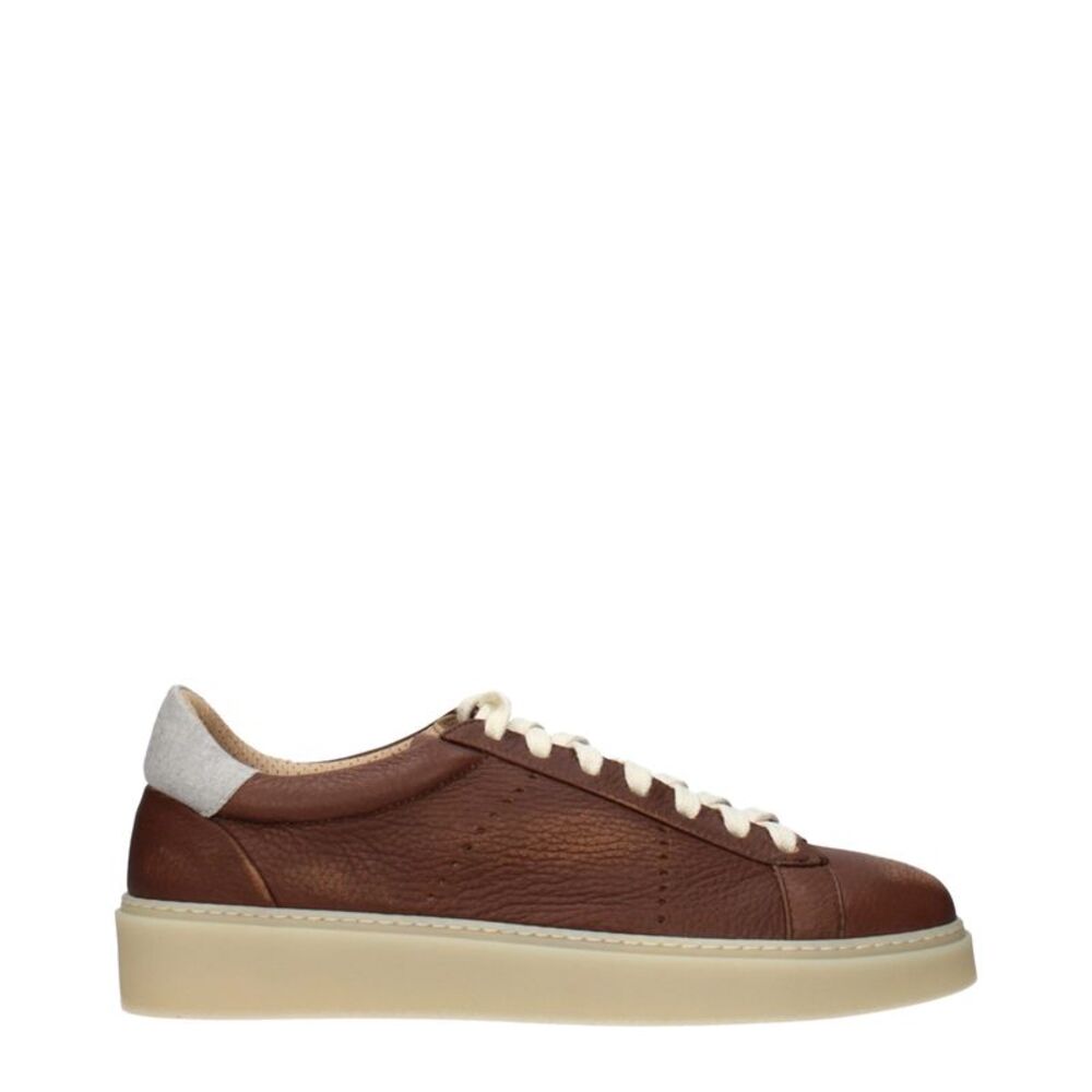 Eleventy Brown Leather Low Top Men's Sneakers